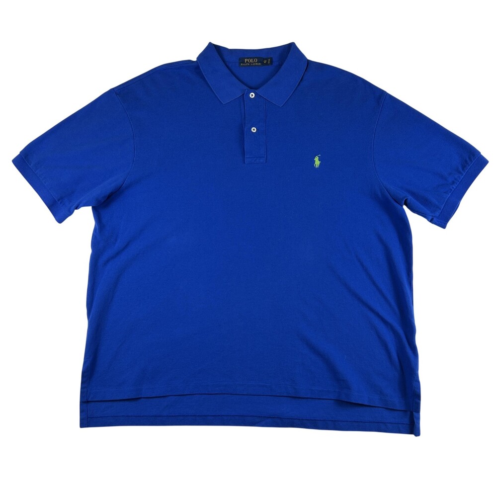 Polo Ralph Lauren Polo Shirt Mens 2XB Blue Solid Pony Logo Cotton Big & Tall